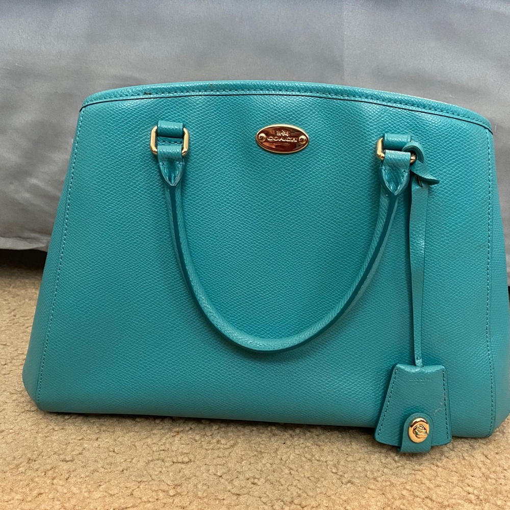 Coach purse teal with strap